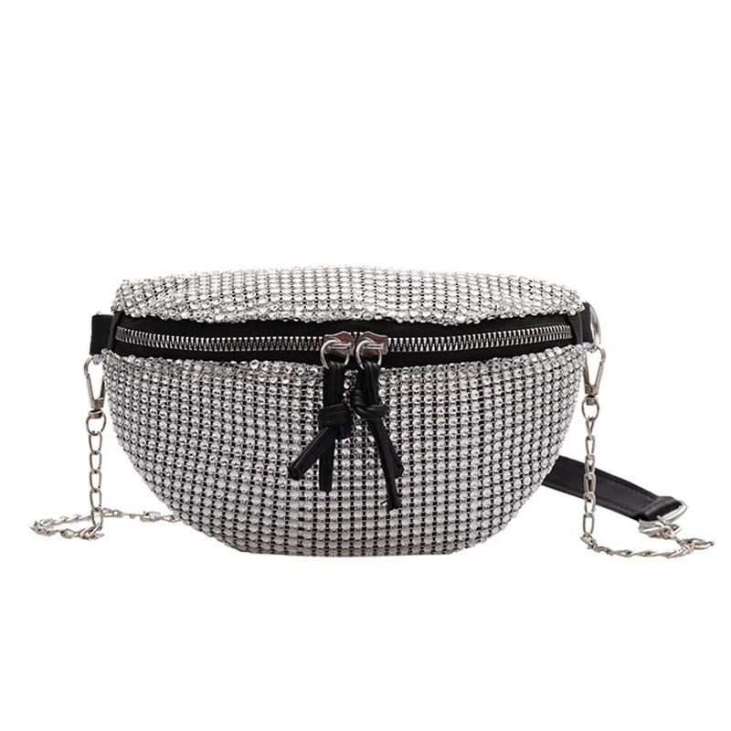 Rhinestone Waist Bag Chain Crossbody Shoulder Phone Pouch