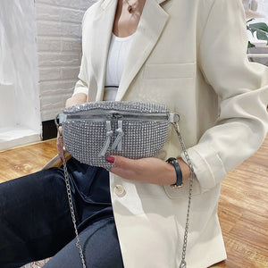 Rhinestone Waist Bag Chain Crossbody Shoulder Phone Pouch