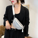 Silver Rhinestone Fanny Pack for Women