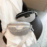Silver Rhinestone Fanny Pack for Women