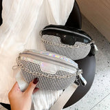Silver Rhinestone Fanny Pack for Women