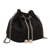 Rhinestone Chain Crossbody Bucket Messenger Handbag for Women