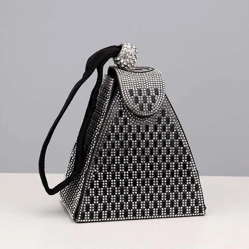 Silver Rhinestones Clutch Triangle Evening Bag