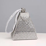 Silver Rhinestones Clutch Triangle Evening Bag