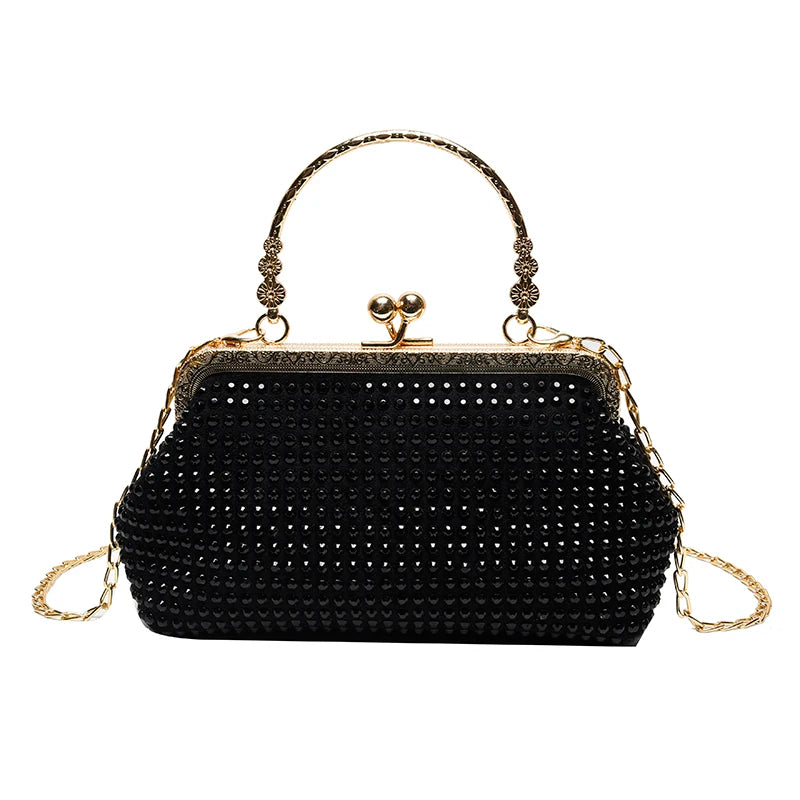 Silver Rhinestones Evening Clutch Crystal Dinner Party Wedding Purses Handbag