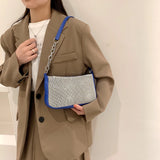 Rhinestones Shoulder Clutch Bag for Women PU Leather Evening Bag