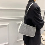 Rhinestones Shoulder Clutch Bag for Women PU Leather Evening Bag