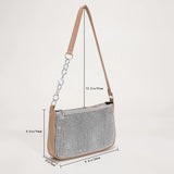 Rhinestones Shoulder Clutch Bag for Women PU Leather Evening Bag