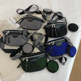 Rhinestones Small Fanny Pack Women Waist Pack Shoulder Crossbody Phone Purses