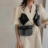 Rhinestones Waist Bag For Women Waist Belt Bags Shoulder Crossbody Chest Bags