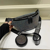 Rhinestones Waist Bag for Women Waist Belt Chest Bags Shoulder Crossbody Bags