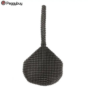 Metal Evening Clutch Bag Diamond Chain Handbag For Wedding
