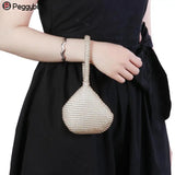 Metal Evening Clutch Bag Diamond Chain Handbag For Wedding