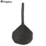 Metal Evening Clutch Bag Diamond Chain Handbag For Wedding