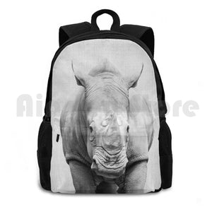 Rhino-Black Hiking Backpack Wild Animals Peekaboo Nursery Modern