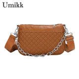 Rhombic Lattice Commute Bag Embroidered Chain Female Square Bag