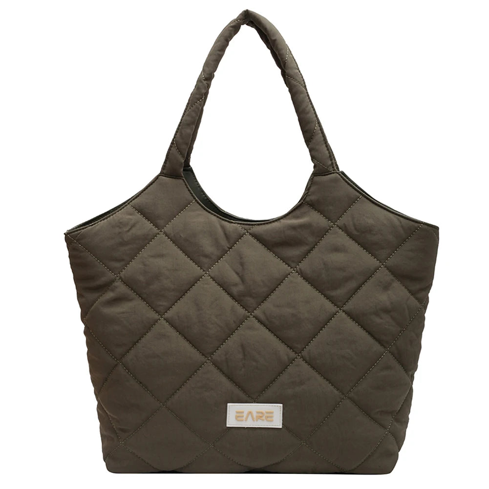 Rhombic Lattice Commute Bag Quilted Large Capacity Soft Casual Vintage