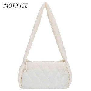 Rhombic Lattice Cotton-Padded Bag Embroidery Thread Ladies Hand Bags Quilted