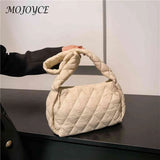Rhombic Lattice Cotton-Padded Bag Embroidery Thread Ladies Hand Bags Quilted