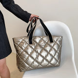 Rhombic Lattice Top-handle Bag Quilted Warm Lightweight for Weekend Vacation