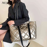 Rhombic Lattice Ladies Handbags Large Capacity Women Cotton-padded Bag