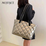 Rhombic Lattice Ladies Handbags Large Capacity Women Cotton-padded Bag