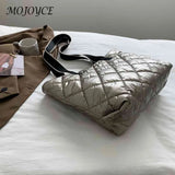 Rhombic Lattice Women Shoulder Bag Large Capacity Quilted Warm P