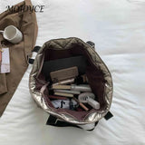 Rhombic Lattice Women Shoulder Bag Large Capacity Quilted Warm P