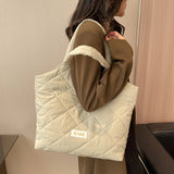Quilted Rhombic Lattice Underarm Bag Large Capacity Vintage Tote