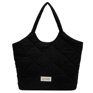 Rhombic Lattice Ladies Underarm Bag Quilted Top-handle Bags Large Capacity Soft