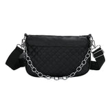 Embroidered Chain Messenger Bag with Purse for Weekend Vacation