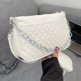 Embroidered Chain Shoulder Bag with Purse