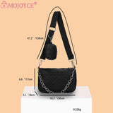Embroidered Chain Shoulder Bag with Purse, Weekend Vacation PU Leather