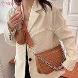 Embroidered Chain Shoulder Bag with Purse, Weekend Vacation PU Leather