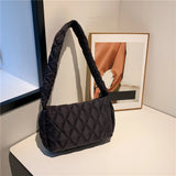 Rhombic Lattice Shoulder Bags Embroidered Cotton-Padded Bag