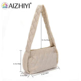 Rhombic Lattice Shoulder Bags Embroidered Cotton-Padded Bag