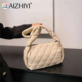Rhombic Lattice Shoulder Bags Embroidered Cotton-Padded Bag