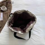 Rhombic Lattice Top-handle Bag Quilted Soft Lightweight Tote