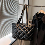 Rhombic Lattice Top-handle Bag Quilted Soft Lightweight Tote