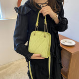 Rhomboid Pattern Crossbody Satchel Handbag Chain Small Tote Purse