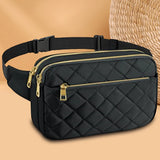 Rhombus Pattern Fanny Pack Multi-Pockets Messenger Bag