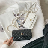 Retro Rhombus Pearl Chain Bag Small Square Bag
