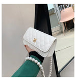 Retro Rhombus Pearl Chain Bag Small Square Bag