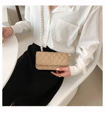 Retro Rhombus Pearl Chain Bag Small Square Bag