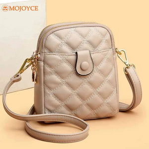 Rhombus Quilted Leather Crossbody Bag Women's Handbags Purse Phone Pouch