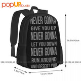 Rick Astley Never Gonna Song Backpack Large Capacity Portable Storage Bag
