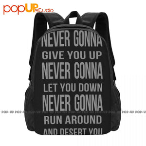 Rick Astley Never Gonna Song Backpack Large Capacity Portable Storage Bag
