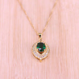Green Stone Eye Square 18K Rose Jewelry Set With Bracelet