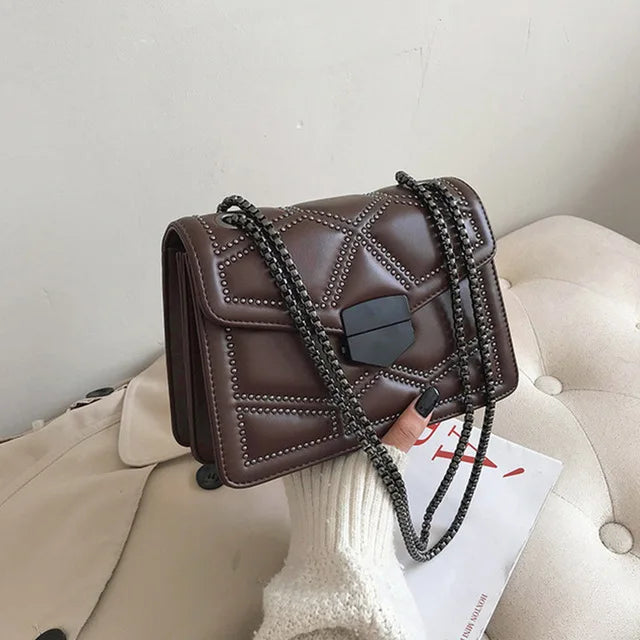 Rivet Chain PU Leather Crossbody Bags For Women Shoulder Bag