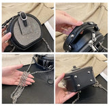 Circular Crossbody Bag Beading Chain Shoulder Handbag